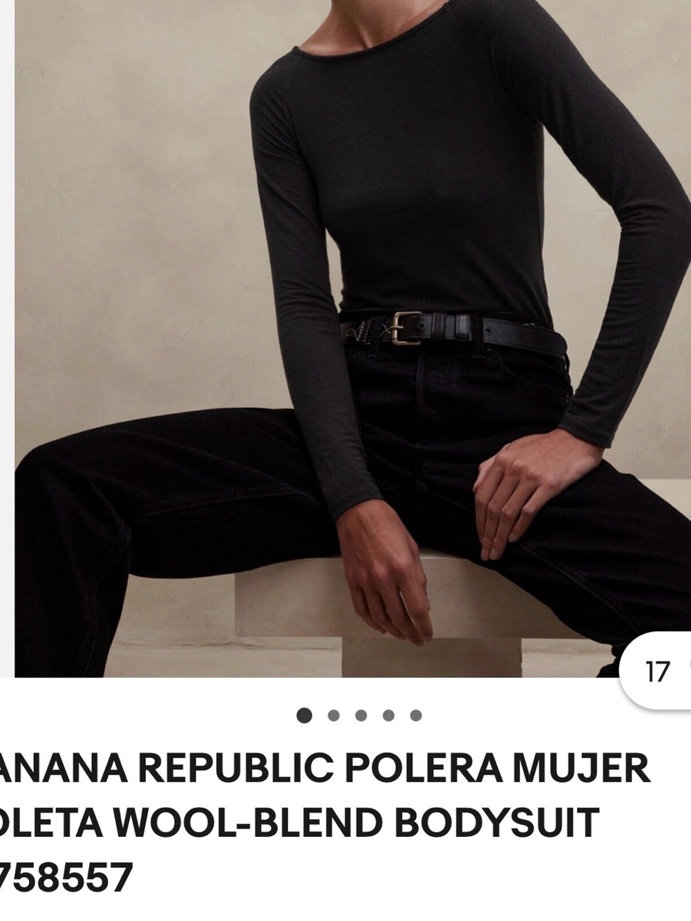 Banana Republic Long Sleeve Polera Mujer Loleta Wool Blend Bodysuit.